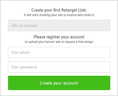 Configurați un cont cu RetargetLinks.
