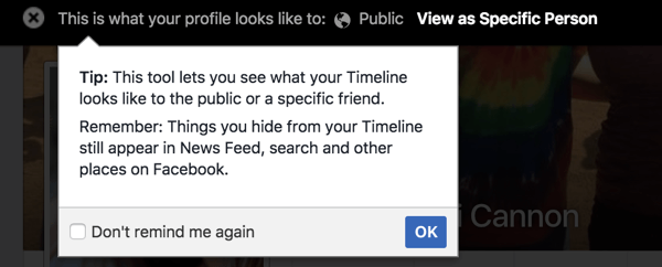 Utilizați funcția Vizualizare ca pentru a vedea cum apare profilul dvs. Facebook pentru alții.