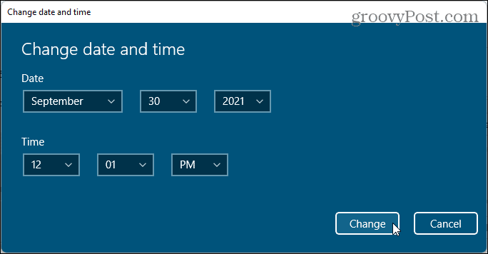 Schimbați dialogul de dată și oră în Windows 11