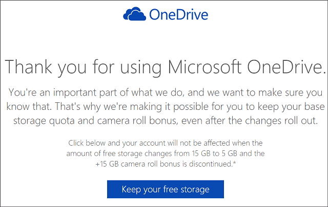 Păstrați OneDrive 15 GB stocare