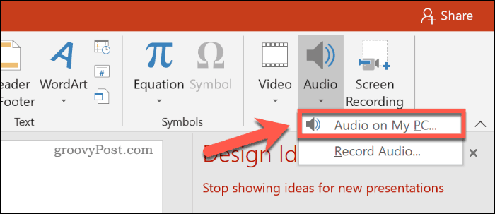 Inserarea unui fișier audio într-o prezentare PowerPoint