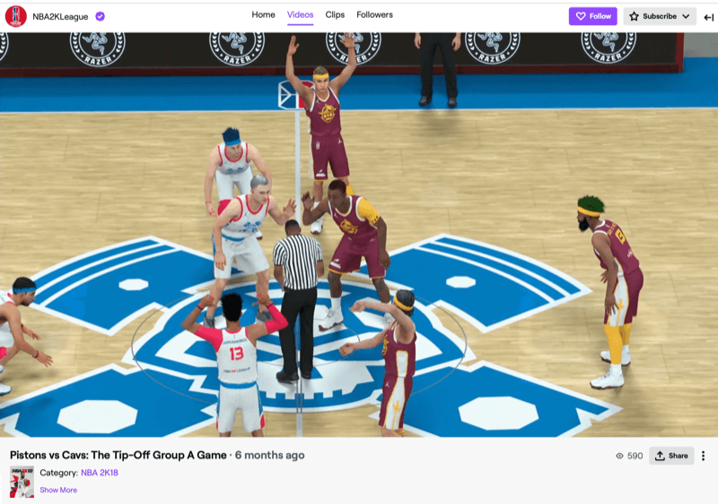 Joc de ligă NBA2k pe Twitch