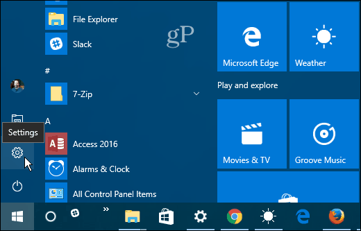 1 Setări Windows 10 Start