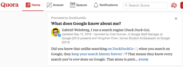 Utilizați Răspunsuri promovate pentru mai multă vizibilitate în Quora.