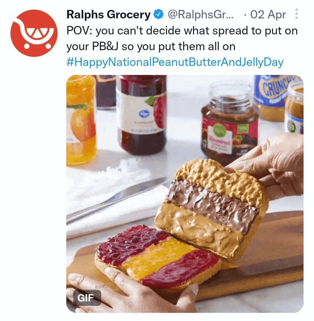 imagine a tweet-ului Ralphs Grocery cu GIF