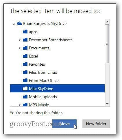 Selectați Folder to Move