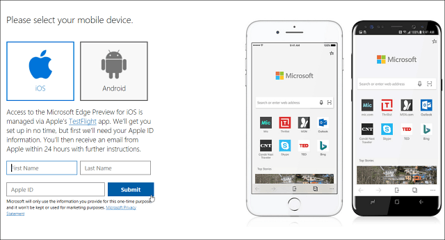 Browserul Web Microsoft Edge vine în iOS acum cu Android în curând