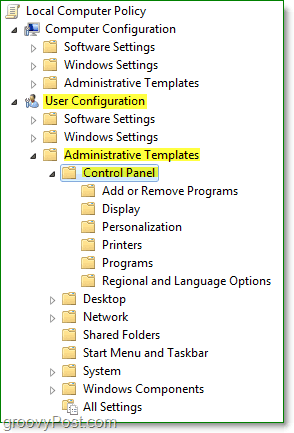 navigați la politica locală a computerului Windows 7> <noscript> <img style =