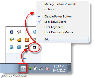 blocați butonul de alimentare și ușile de unitate CD în Windows 7