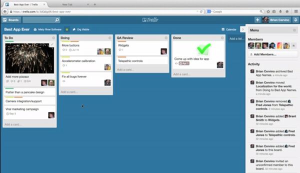 exemplu trello board