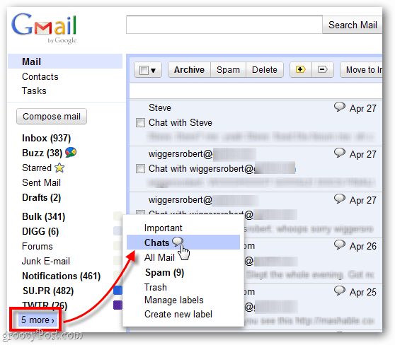 găsiți chat-uri vechi înregistrate în Gmail