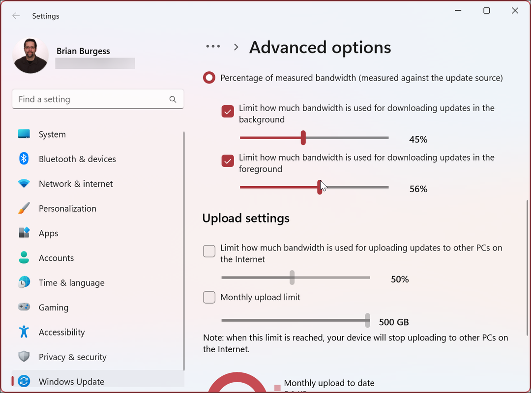 Limitați lățimea de bandă pentru Windows 11