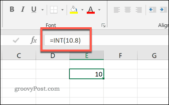 Funcția INT în Excel
