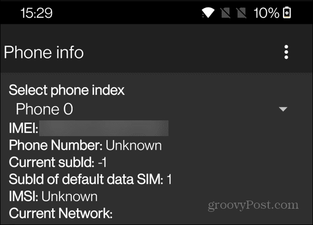 meniu ascuns informații despre telefon