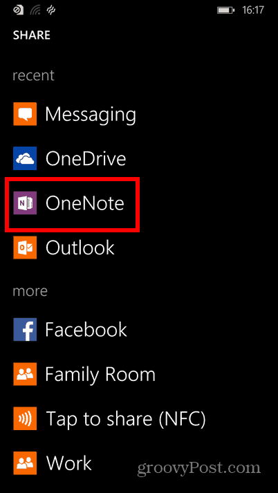 Ecrane de ecran Windows Phone 8.1 onenote