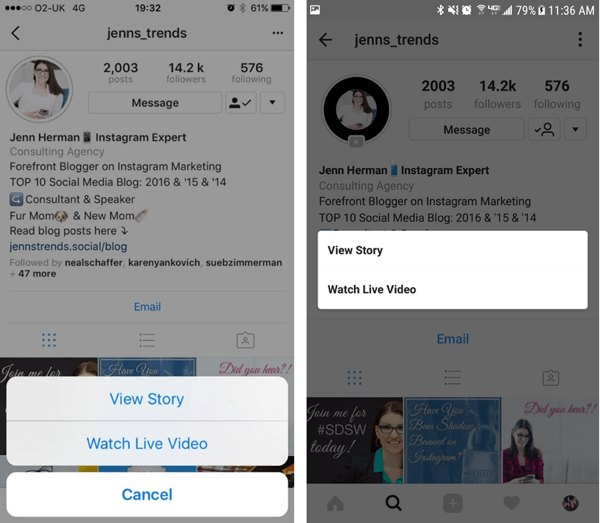 Vizitatorii profilului Instagram pot alege ce opțiune să vizualizeze în poveștile dvs. dacă aveți atât un videoclip de redare, cât și postări de poveste.