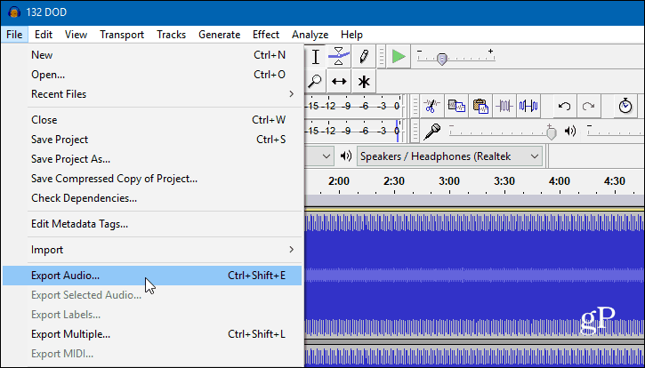 3 Audio Audacity Export