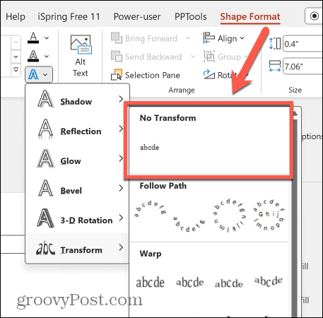 powerpoint fără transformare