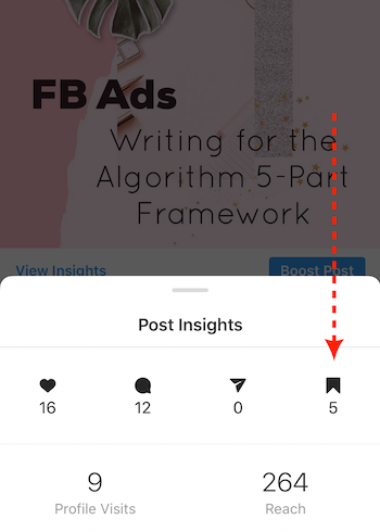 Post Insights pentru postarea de afaceri Instagram