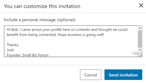 Personalizați mesajele LinkedIn, pasul 4.