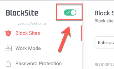Butonul de activare BlockSite din Chrome