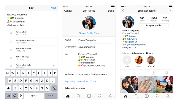 Instagram permite acum utilizatorilor să se conecteze la mai multe hashtag-uri și alte conturi din biografiile profilului lor.