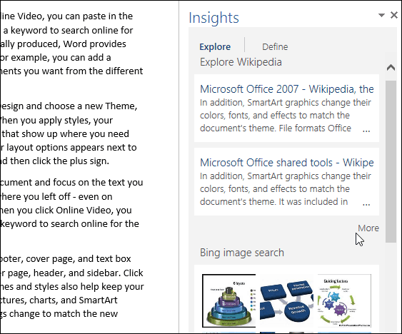 Cum să utilizați funcția de căutare inteligentă Bing Powered în Office 2016