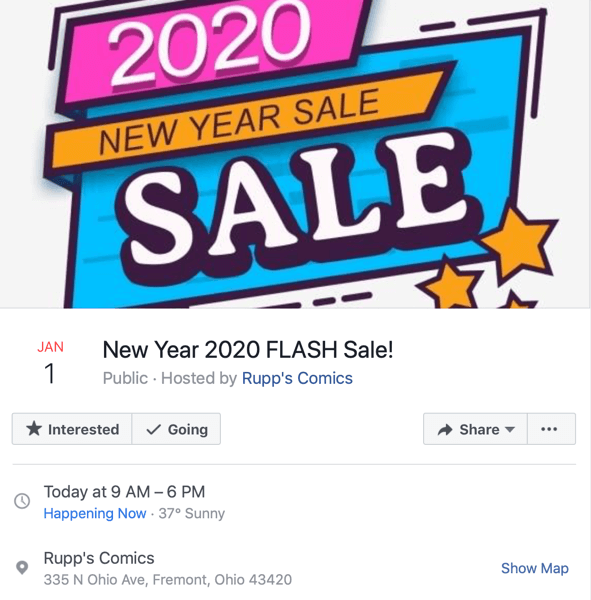 exemplu de eveniment Facebook pentru vânzare flash