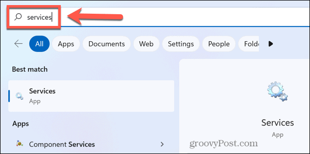 servicii de căutare Windows