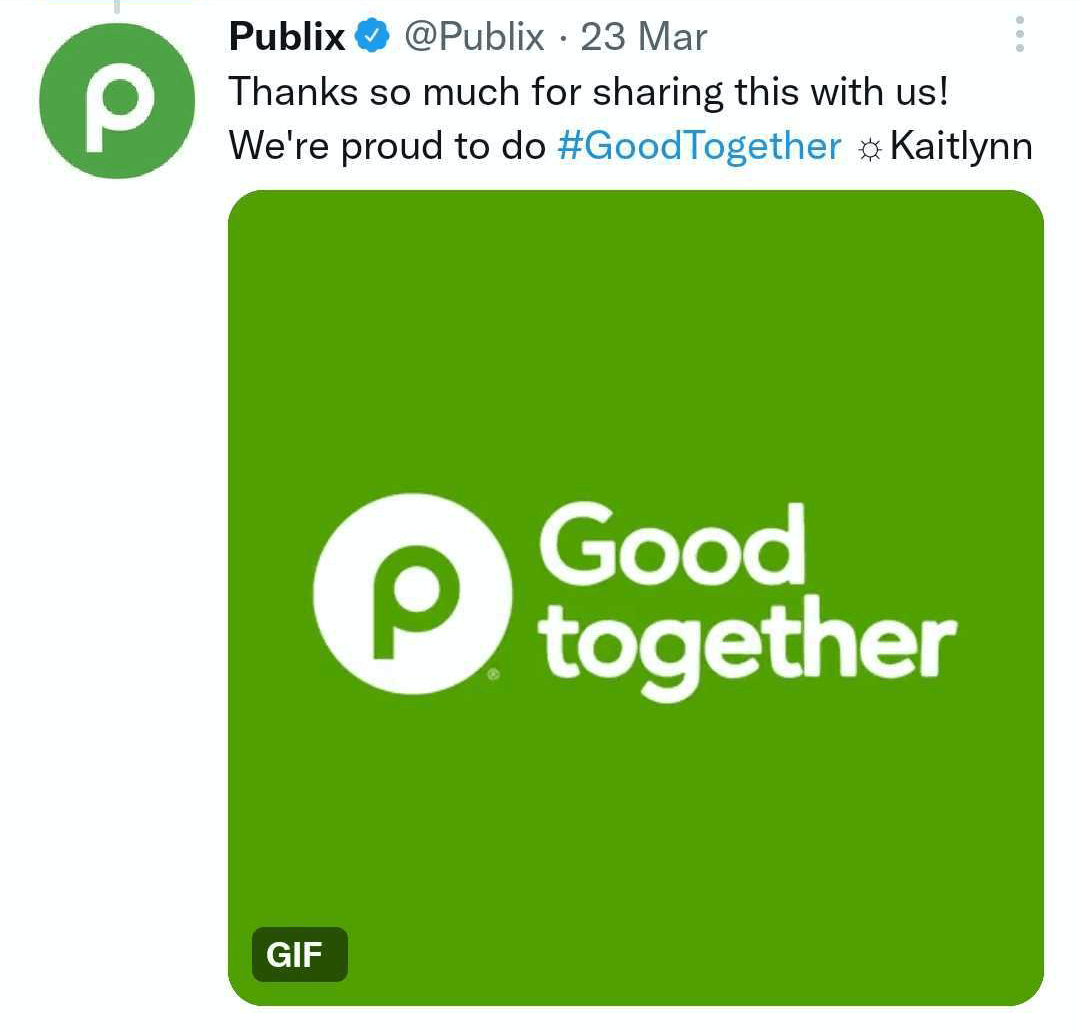 imagine a tweetului Publix cu GIF