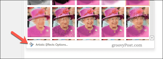 Editarea opțiunilor de efecte artistice ale imaginii în PowerPoint
