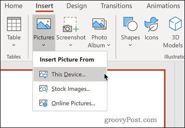 Inserarea unei fotografii de pe dispozitiv în PowerPoint
