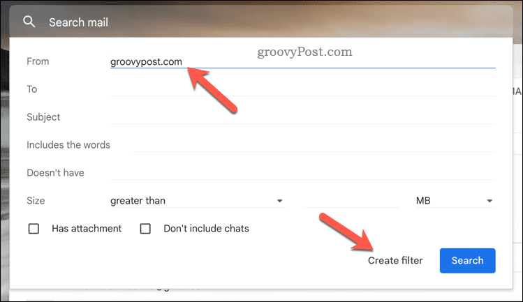 Creați filtru Gmail