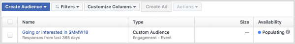 Managerul Facebook Ads creează anunțuri cu public personalizat