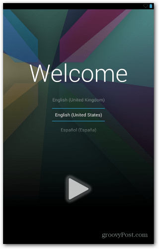 Ecran de bun venit Nexus 7