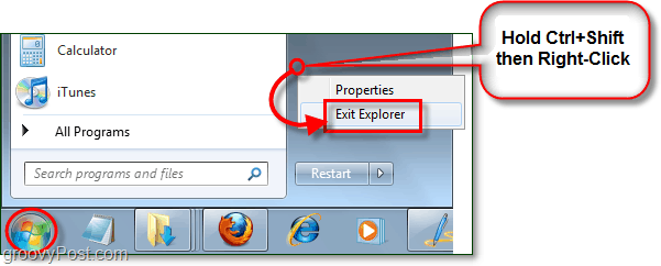 cum să reporniți exploratorul în Windows 7 fără a reporni