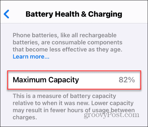 Capacitatea maximă a bateriei