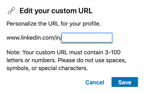 Editați adresa URL LinkedIn, pasul 2.