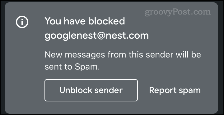 Notificare prin e-mail blocată în Gmail