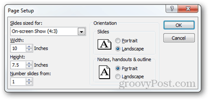 configurare pagină powerpoint 2010 opțiuni raport aspect aspect orientare