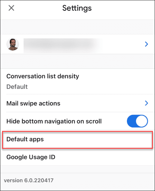 Setări implicite pentru aplicații Gmail