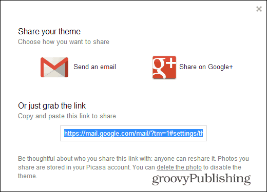 Temele personalizate din Gmail împărtășesc linkul dvs. de temă