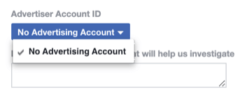 pasul 2 al modului de completare a politicii Facebook formularul contului de anunț dezactivat
