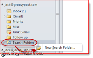 Foldere de căutare Outlook 2010