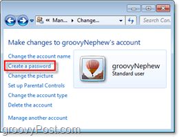 găsiți promptul pentru a adăuga o parolă la un cont de utilizator Windows 7