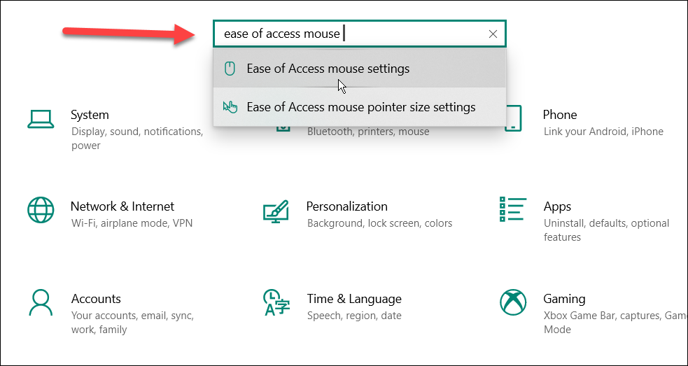 win 10 search modifica sensibilitatea mouse-ului pe Windows