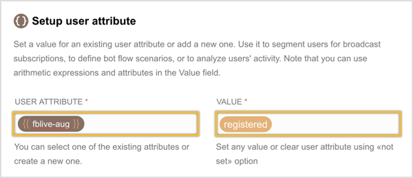 Creați un nou atribut de utilizator și introduceți o valoare pentru acesta.