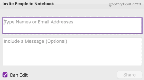 Partajați un notebook în OneNote pe Mac