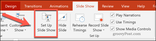Butonul Setare prezentare diapozitive în PowerPoint