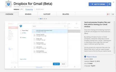dropbox pentru Gmail